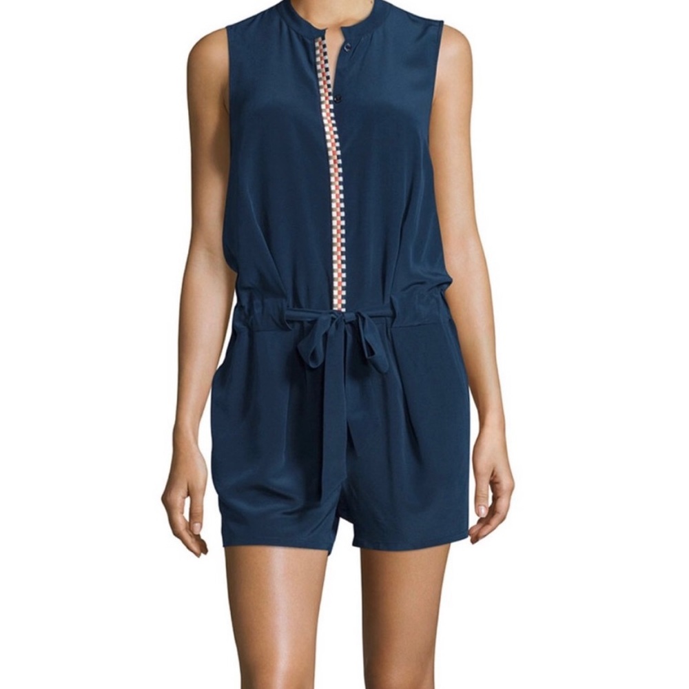 Tory Burch Navy Romper Shorts 100% silk